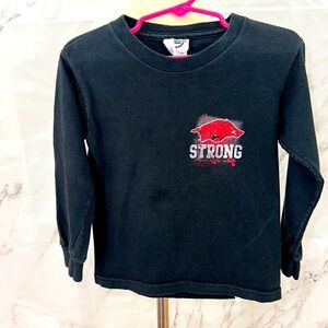 Arkansas Razorbacks Hogs Strong kids long sleeve black t shirt